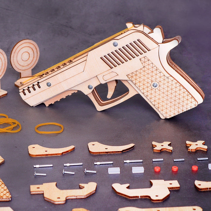 DIY Kit Rubber Band Launcher, Fun Wooden Craft Toy