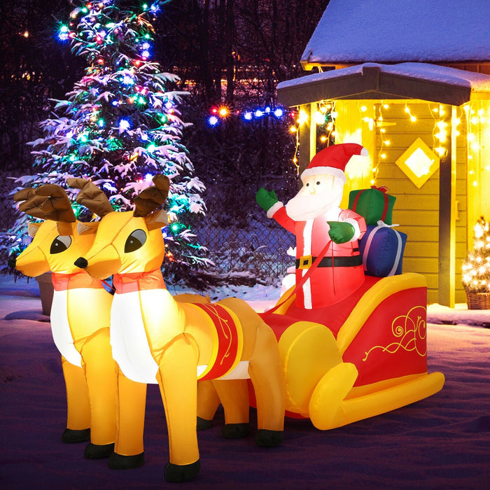 7.5 Feet Waterproof Inflatable Santa with Deer and Sled