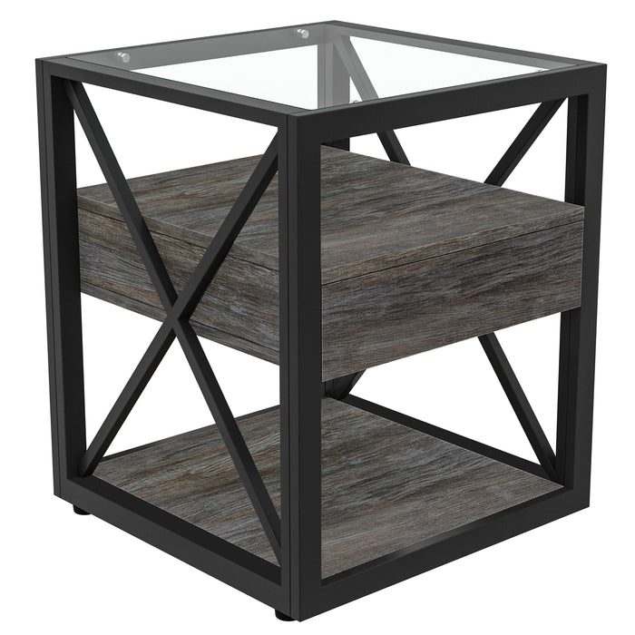 Set of 2 Modern End Tables with Drawer - Nightstands