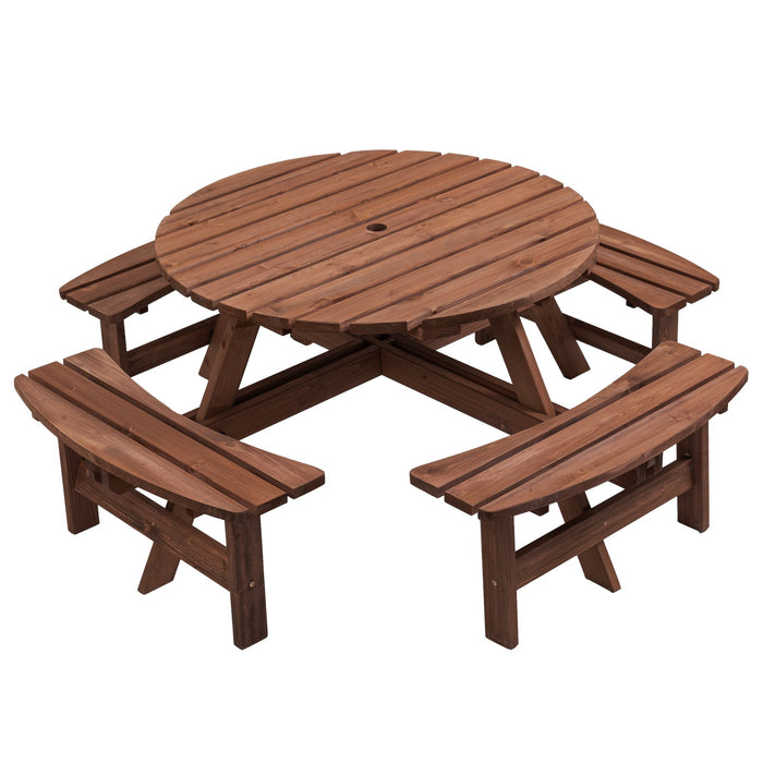 8 Person Wooden Picnic Table with Seats