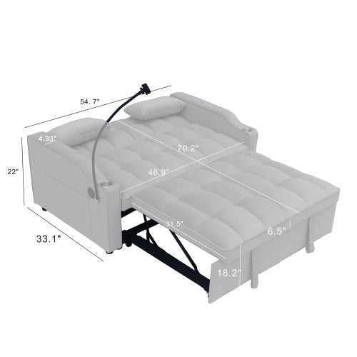 Modern Velvet Loveseat Sofa Couch with Pullout Bed