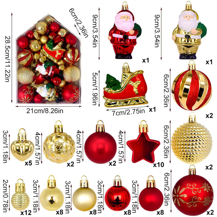 Festive 72-Piece Christmas Tree Ornament & Decoration Set