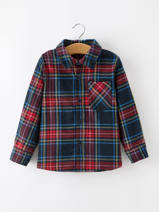 Boys Christmas Red/Navy Plaid Shirt