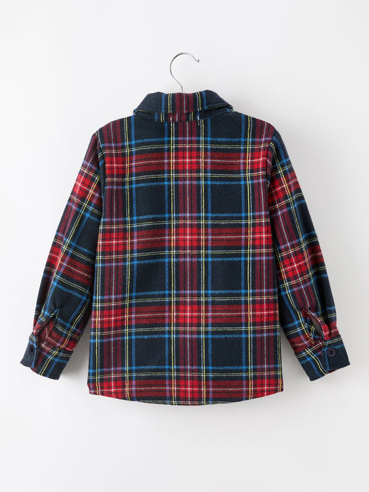 Boys Christmas Red/Navy Plaid Shirt