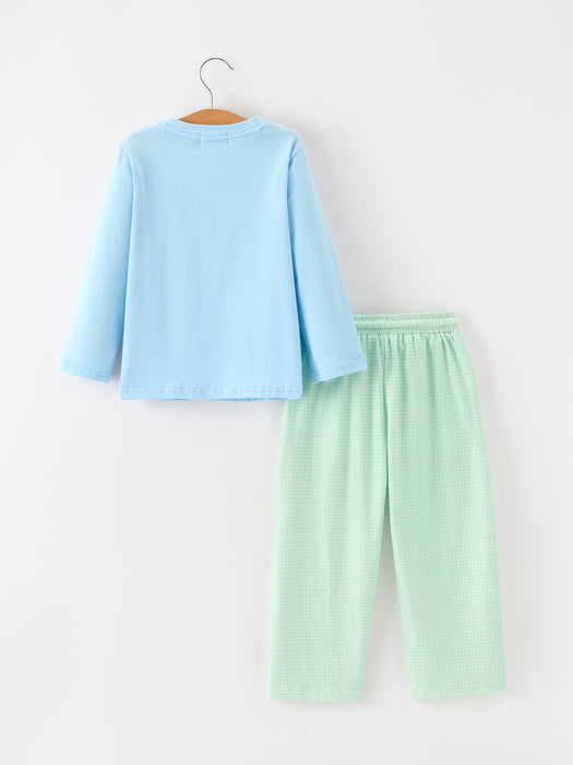 Toddler Boys Christmas Tree Embroidered Long Sleeve Top & Pants Set