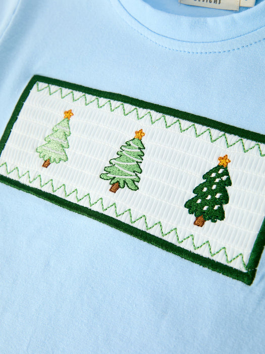 Toddler Boys Christmas Tree Embroidered Long Sleeve Top & Pants Set