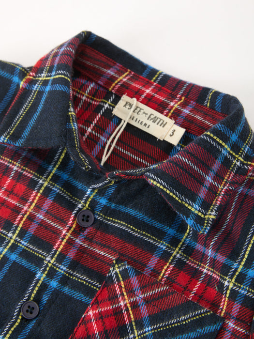 Boys Christmas Red/Navy Plaid Shirt