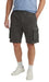 Men’s fleece cargo shorts in charcoal with multiple pockets and elastic waistband for outdoor activities