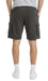 Men’s fleece cargo shorts in olive green with multiple pockets and elastic waistband for outdoor adventure and casual wear