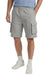 Men’s fleece cargo shorts in charcoal with multiple pockets and elastic waistband for active wear