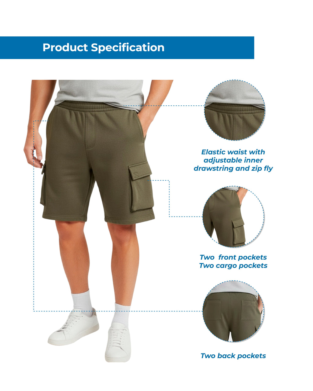 Men's Fleece Cargo Shorts
