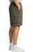 Men’s fleece cargo shorts in charcoal with elastic waistband and multiple pockets for casual outdoor wear