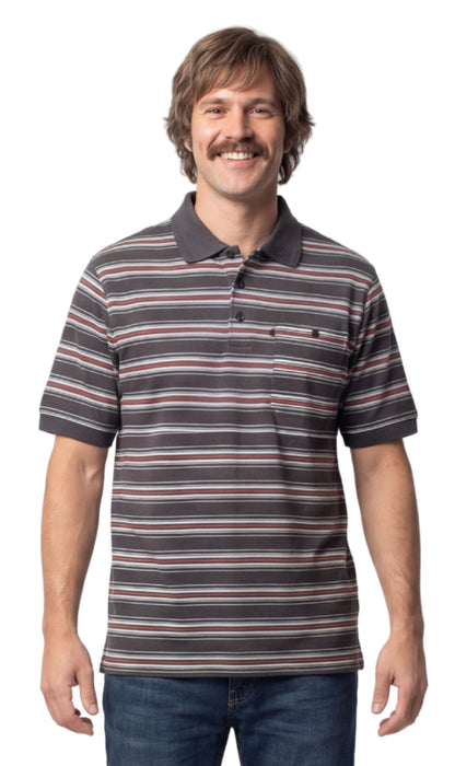 Men's Short Sleeve Polo Shirt — Pique Knit Cotton Blend with Chest Pocket