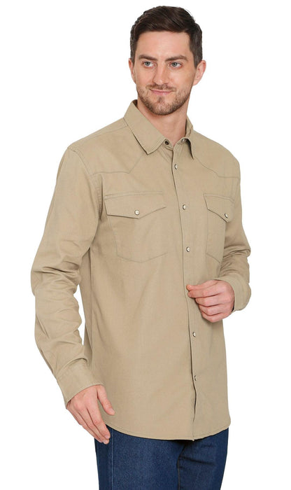 Men's Western Snap Button Shirt — Denim and Twill with Stitched Yoke