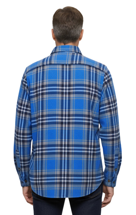 Men's Heathered Fleece Overshirt with Chest Pockets — Button Front