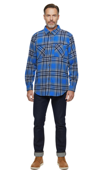 Men's Heathered Fleece Overshirt with Chest Pockets — Button Front