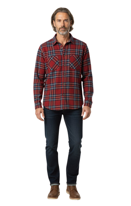 Men's Heathered Fleece Overshirt with Chest Pockets — Button Front