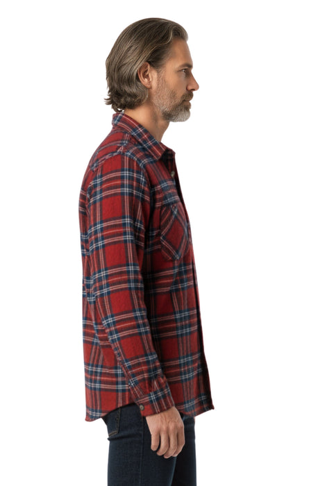 Men's Heathered Fleece Overshirt with Chest Pockets — Button Front