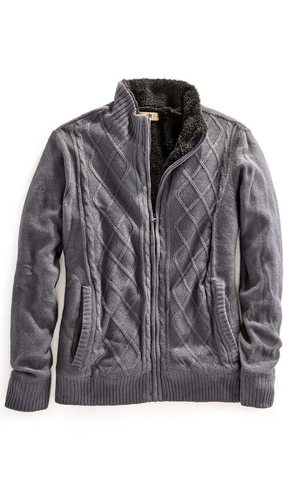 Men's Sherpa Fleece Lined Zip Front Sweater Jacket