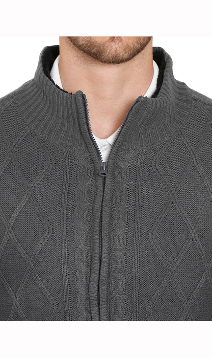 Men's Sherpa Fleece Lined Zip Front Sweater Jacket