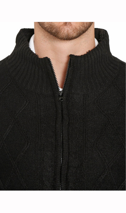 Men's Sherpa Fleece Lined Zip Front Sweater Jacket