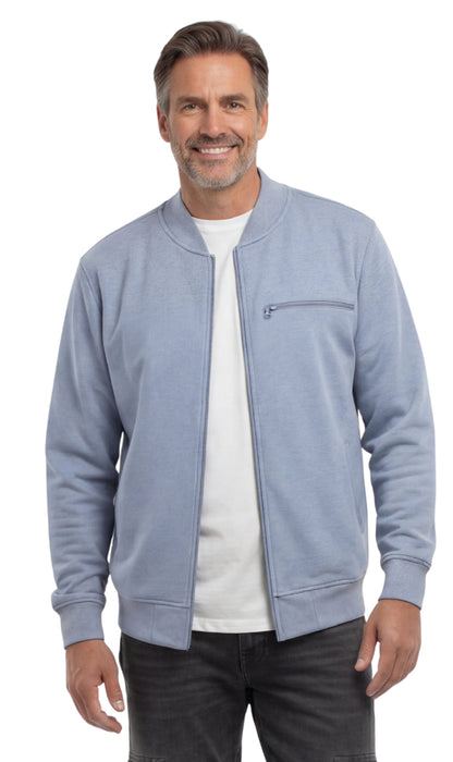 Men's Zip-Up Baseball Fleece Jacket — Lightweight Cotton Blend