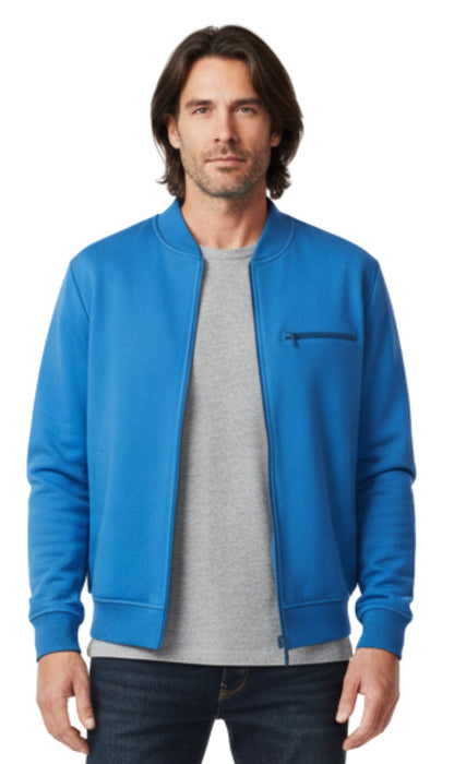 Men's Zip-Up Baseball Fleece Jacket — Lightweight Cotton Blend