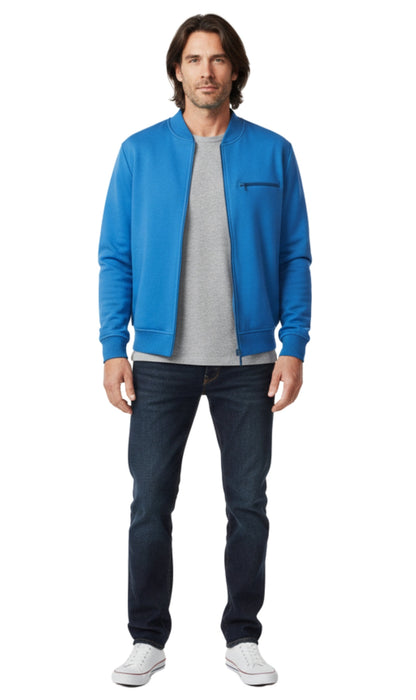 Men's Zip-Up Baseball Fleece Jacket — Lightweight Cotton Blend