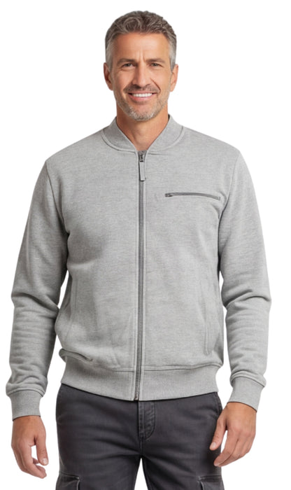 Men's Zip-Up Baseball Fleece Jacket — Lightweight Cotton Blend