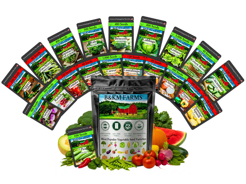 20-50 Varieties - Heirloom Vegetable & Herb Seed Vaults – USA Grown, Non-GMO - 10,000-50,000 Seeds