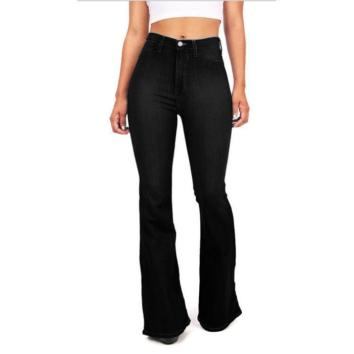 Women Plus Size Long Denim Bell Bottom Jeans