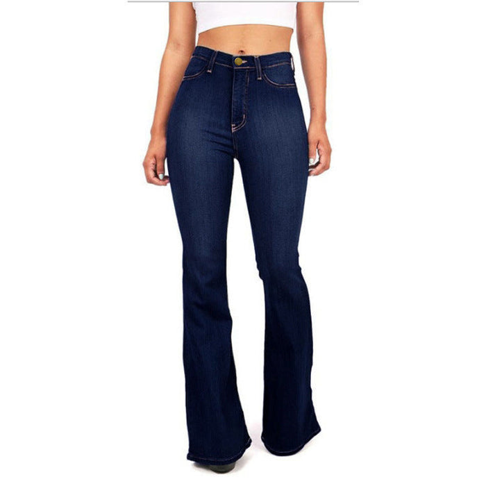 Women Plus Size Long Denim Bell Bottom Jeans
