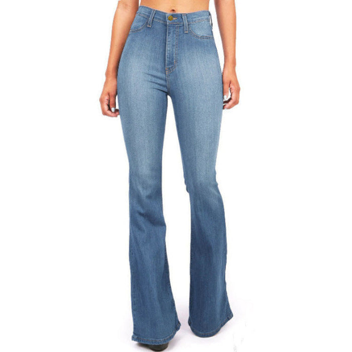 Women Plus Size Long Denim Bell Bottom Jeans