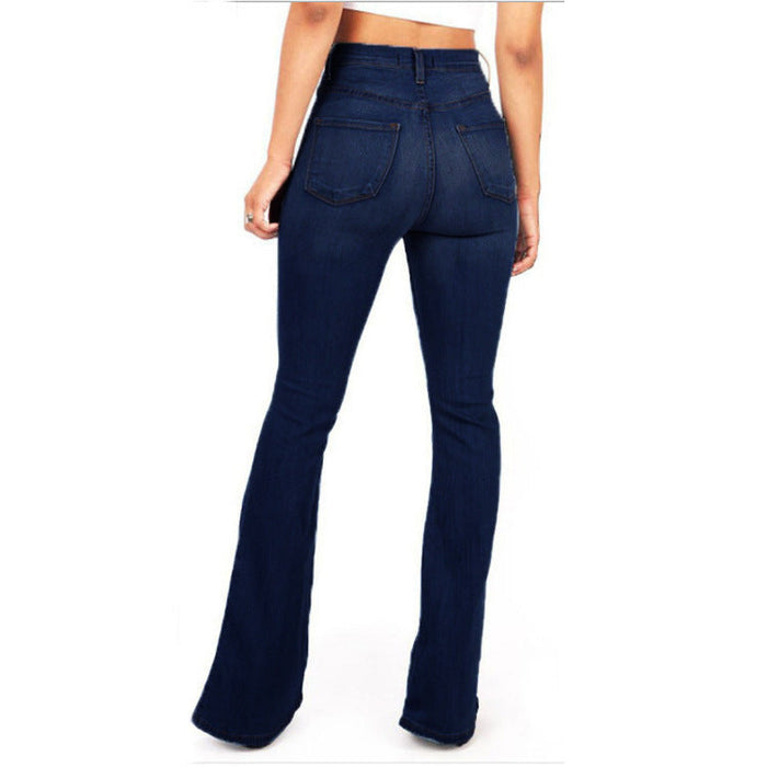 Women Plus Size Long Denim Bell Bottom Jeans