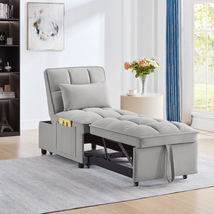4 in 1 Multi-Function Single Sofa/Chair Bed with Storage Pockets
