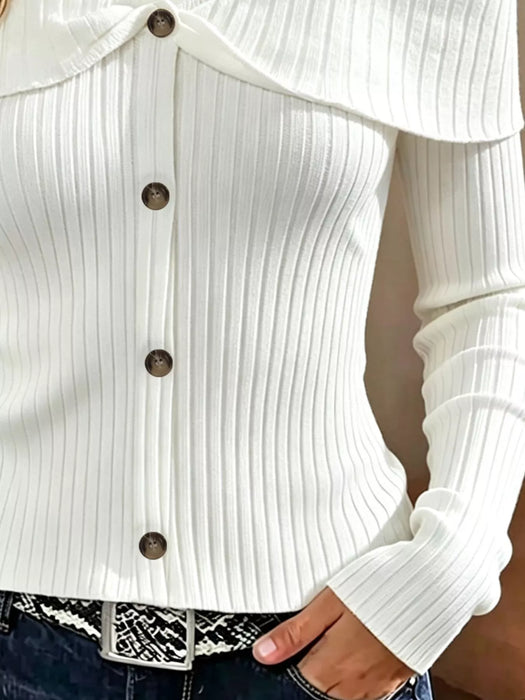Women's Cold Shoulder Ribbed Knit Top