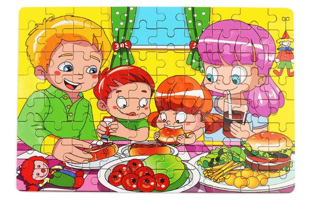 80PCS Wooden Educational Jigsaw Puzzles