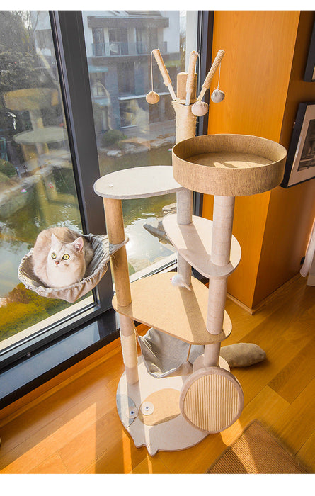Premium Wooden Cat Climbing Frame & Integrated Shelf