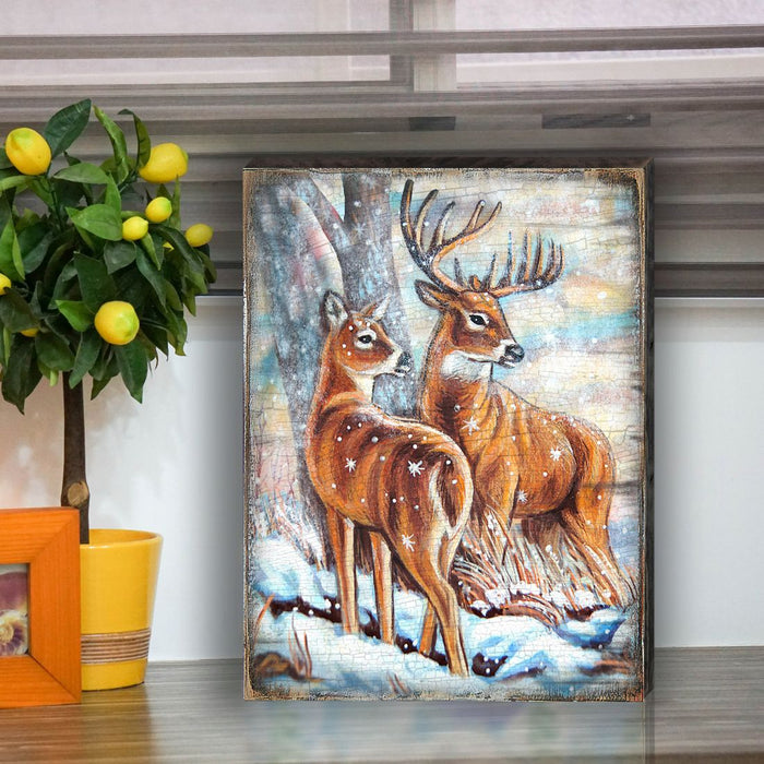 Schmid Deer's Art Wooden Wall Art by Nature Wonders-Nature Wildlife Decor