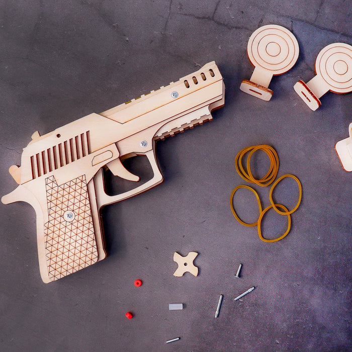 DIY Kit Rubber Band Launcher, Fun Wooden Craft Toy