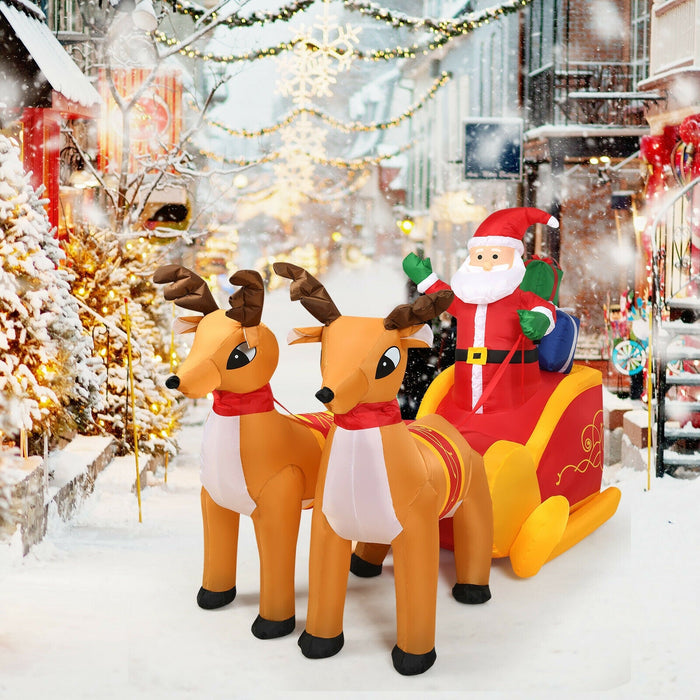 7.5 Feet Waterproof Inflatable Santa with Deer and Sled