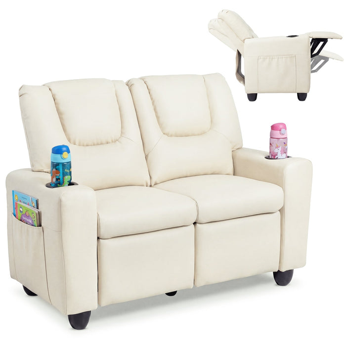 Kids Loveseat Recliner Double Toddler with Cup Holders