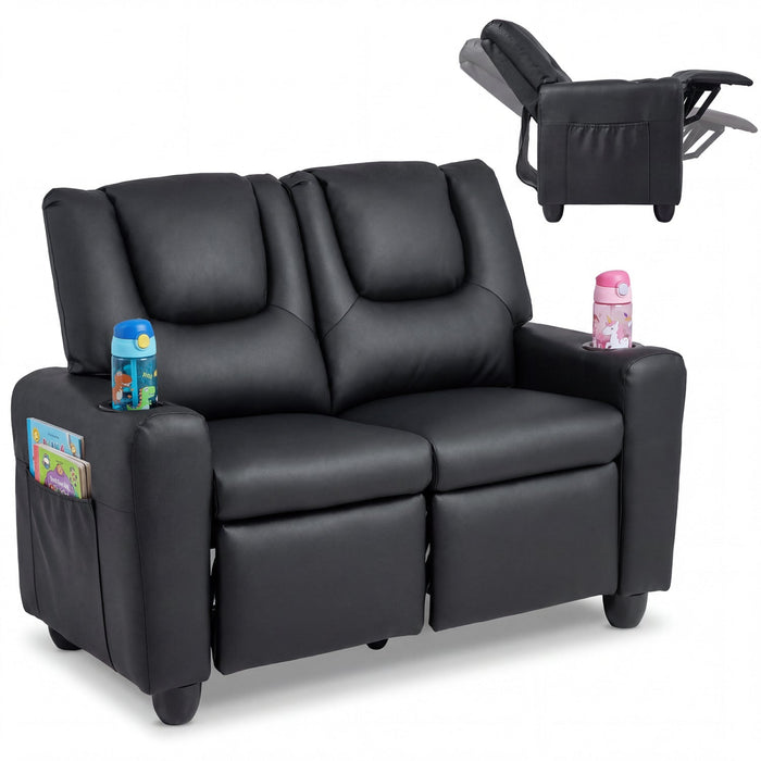 Kids Loveseat Recliner Double Toddler with Cup Holders