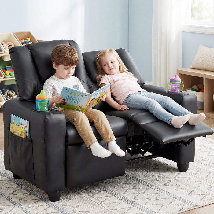 Kids Loveseat Recliner Double Toddler with Cup Holders