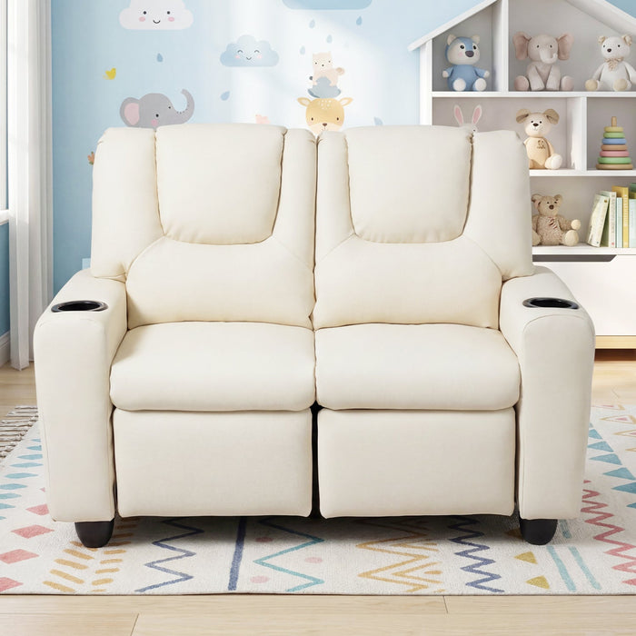 Kids Loveseat Recliner Double Toddler with Cup Holders