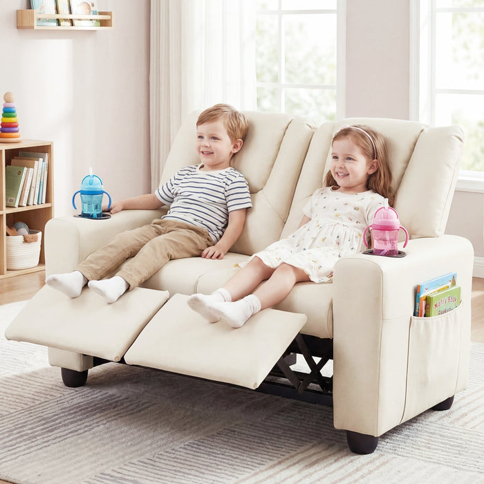 Kids Loveseat Recliner Double Toddler with Cup Holders