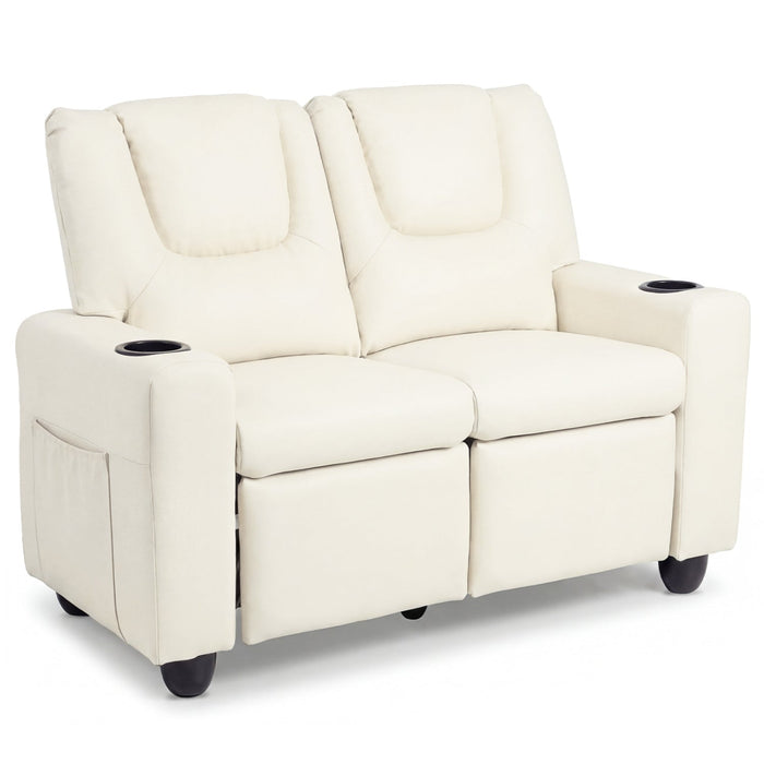 Kids Loveseat Recliner Double Toddler with Cup Holders