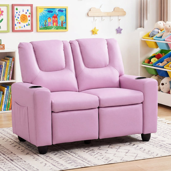 Kids Loveseat Recliner Double Toddler with Cup Holders
