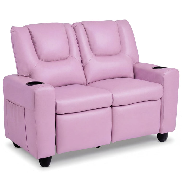 Kids Loveseat Recliner Double Toddler with Cup Holders