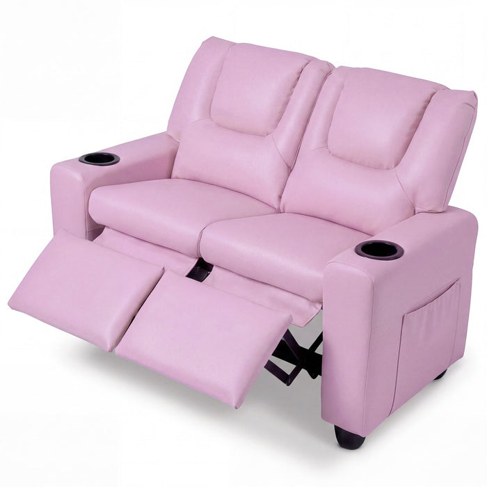 Kids Loveseat Recliner Double Toddler with Cup Holders